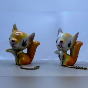 Vintage Kitschy Porcelain Squirrel Figurines